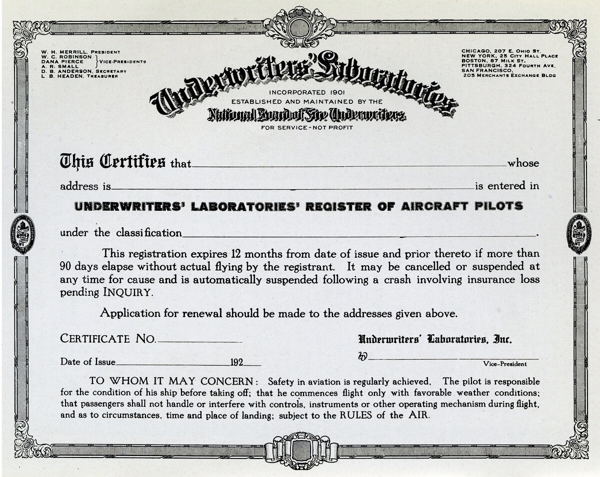 UL Pilot Certificate | UL Archives
